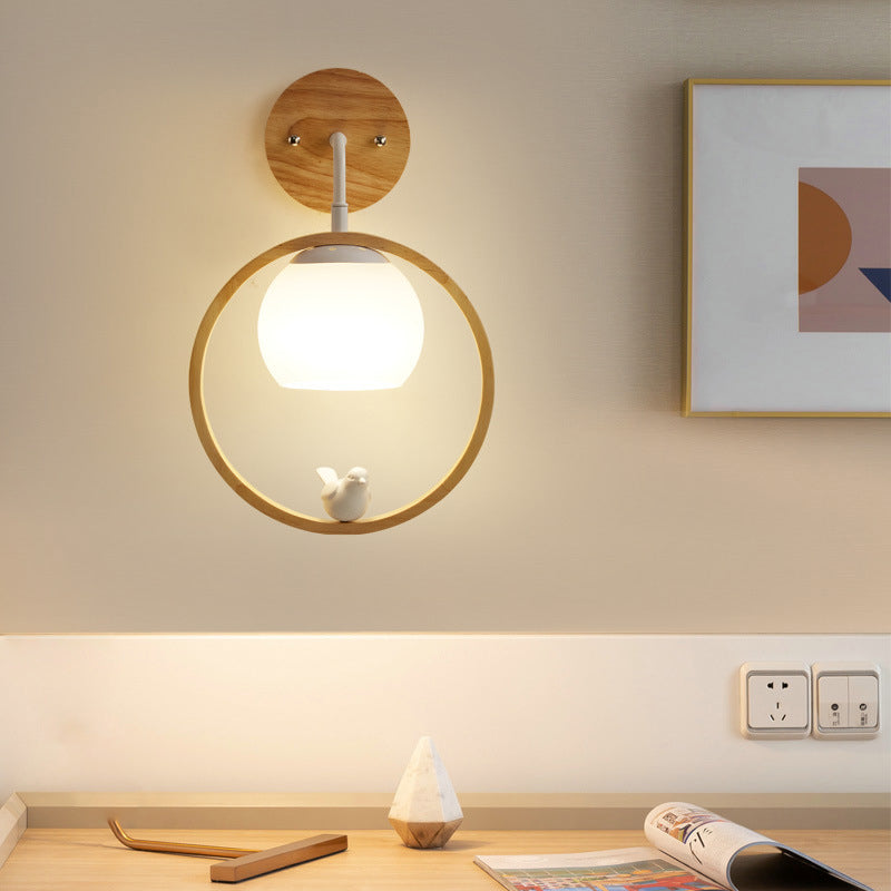 Modern Simple Wall Light Circle Shape Wall Lamp with Glass Shade for Bedroom