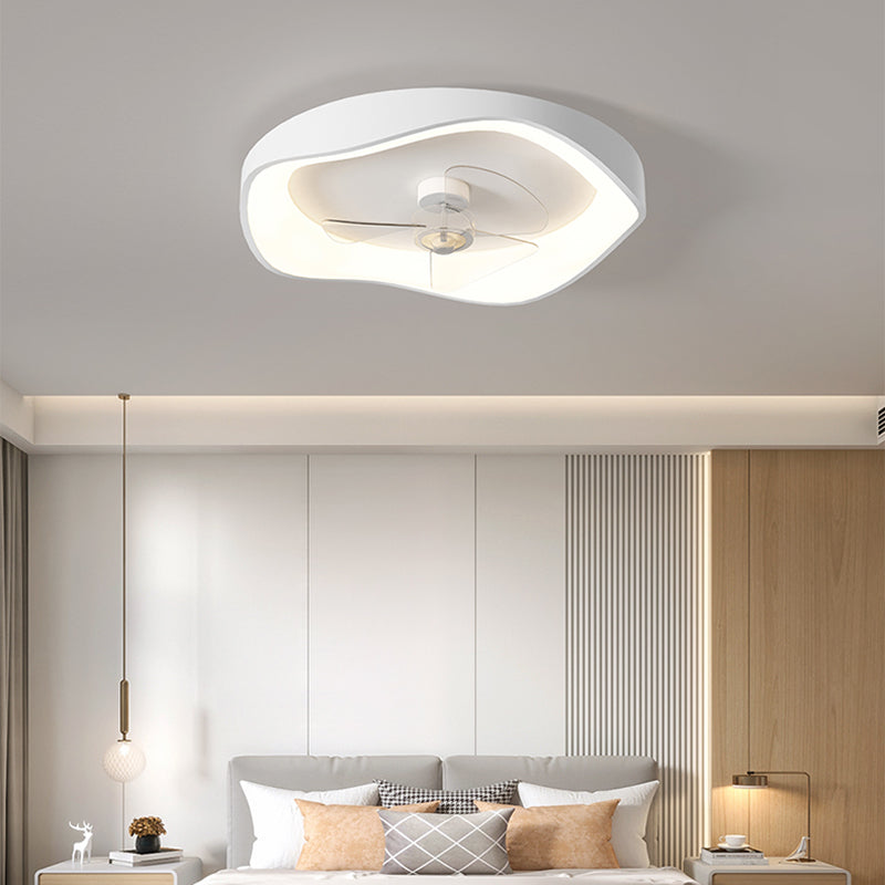 Geometric Shape Metal Ceiling Fans Modern Style 1-Light Ceiling Fan Fixtures in White
