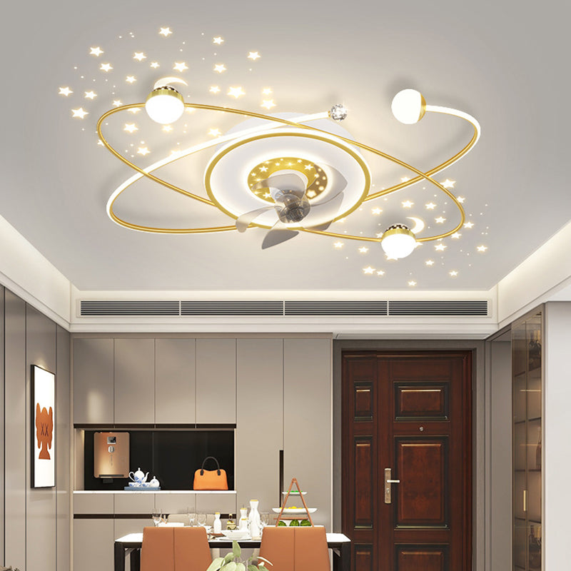 Oval Shape Metal Ceiling Fans Modern Style 8-Lights Ceiling Fan Fixtures