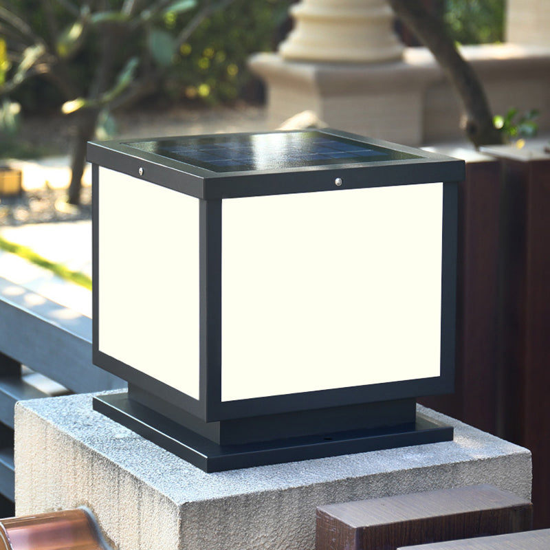 Modern Geometric LED Solar Lighting Fixture with Acrylic Shade for Garden