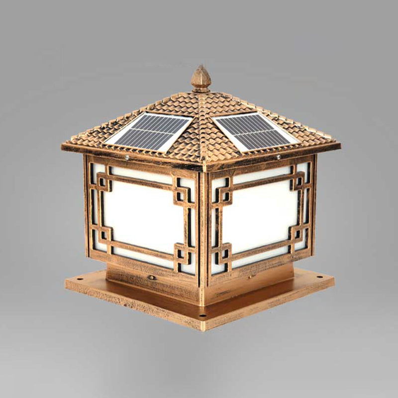 Simple Geometric LED Solar Lighting Fixture with Acrylic Shade for Garden