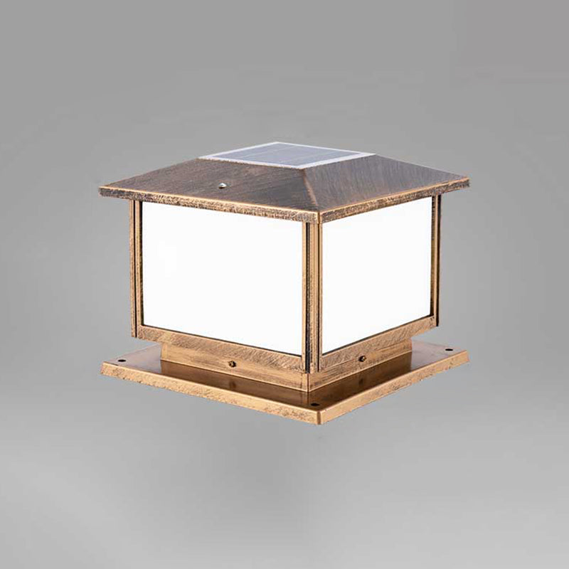 Simple Geometric LED Solar Lighting Fixture with Acrylic Shade for Garden