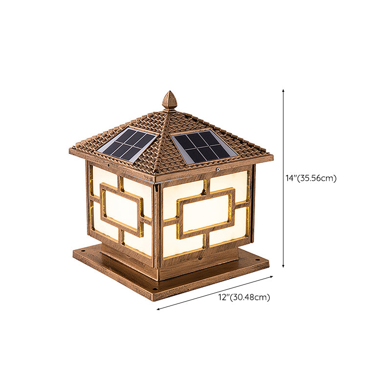 Simple Geometric LED Solar Lighting Fixture with Acrylic Shade for Garden