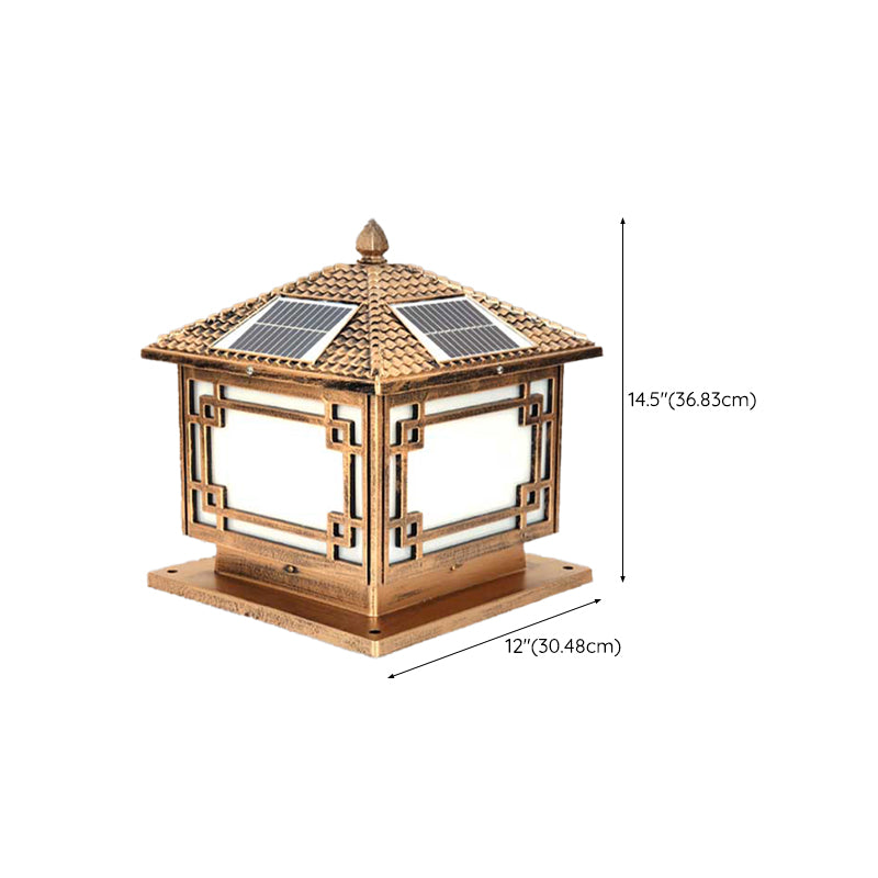 Simple Geometric LED Solar Lighting Fixture with Acrylic Shade for Garden