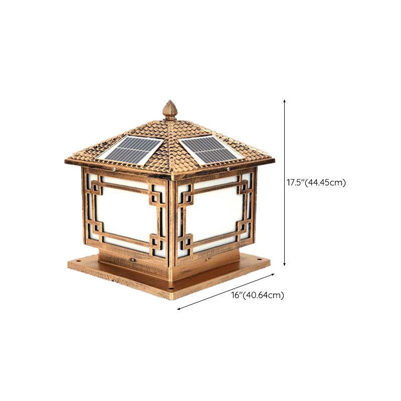 Simple Geometric LED Solar Lighting Fixture with Acrylic Shade for Garden