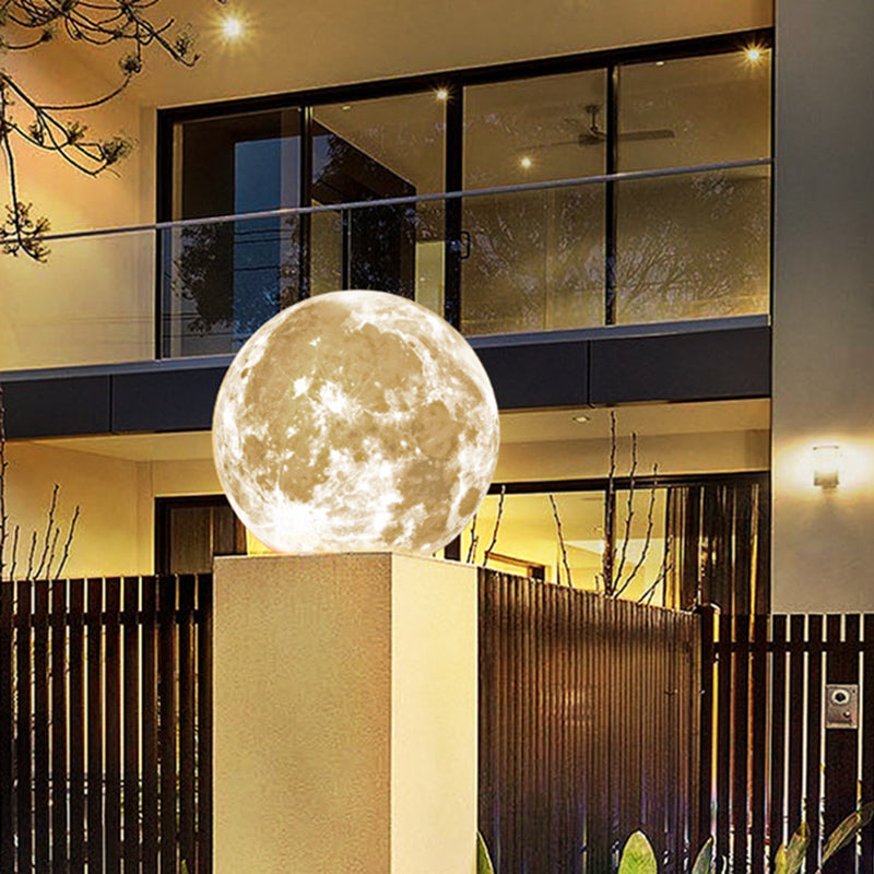 Modern Ball Shape Solar Energy Pillar Lamp with Plastic Shade for Outdoor