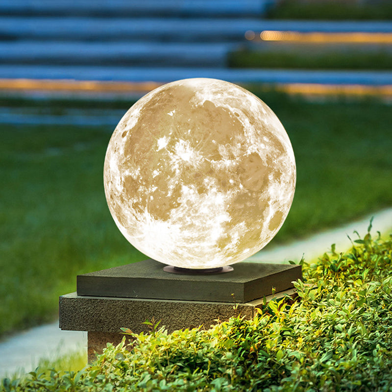 Modern Ball Shape Solar Energy Pillar Lamp with Plastic Shade for Outdoor