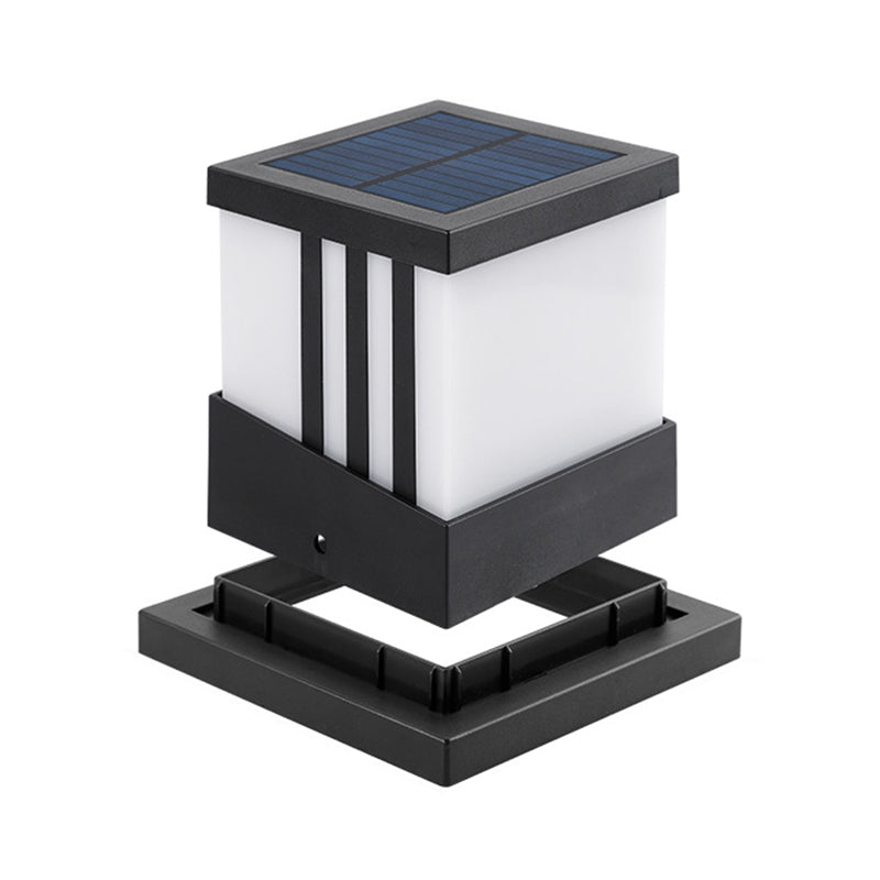 Modern Square Shape Solar Energy Pillar Lamp with Plastic Shade for Outdoor