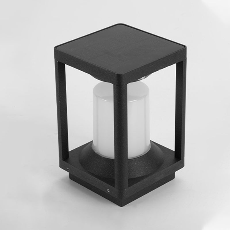 Modern Solar Energy Pillar Lamp Rectangle Shape with Plastic Shade for Outdoor