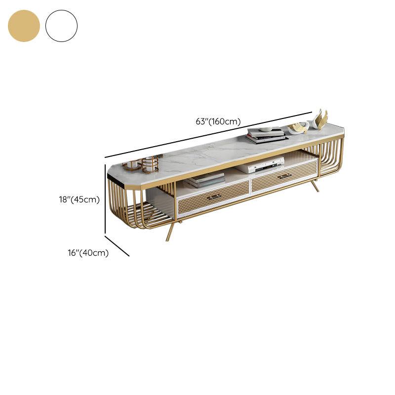 Open Storage TV Media Console Stone TV Console with 2 Drawers