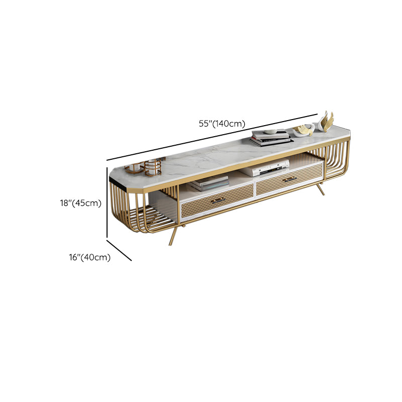 Open Storage TV Media Console Stone TV Console with 2 Drawers