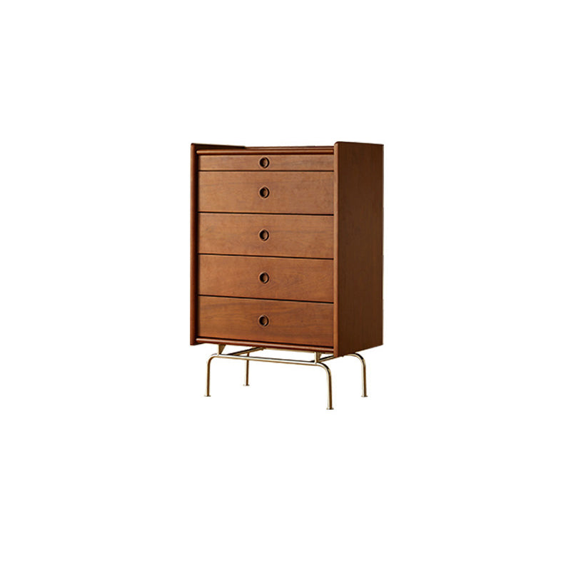 Mid-Century Modern Solid Pine Storage Chest with Drawers for Home