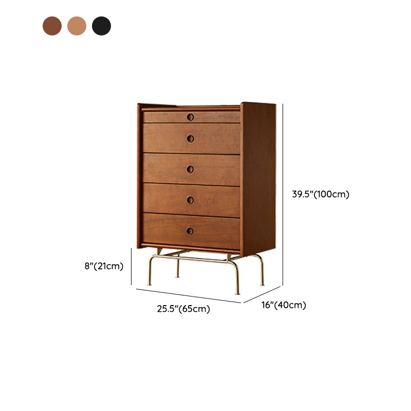 Mid-Century Modern Solid Pine Storage Chest with Drawers for Home