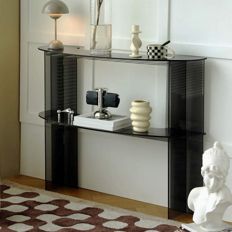 Contemporary Acrylic Console Accent Table with 2 Shelves for Hall