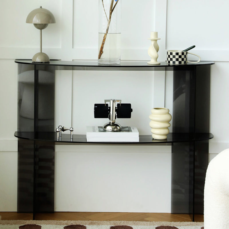 Contemporary Acrylic Console Accent Table with 2 Shelves for Hall