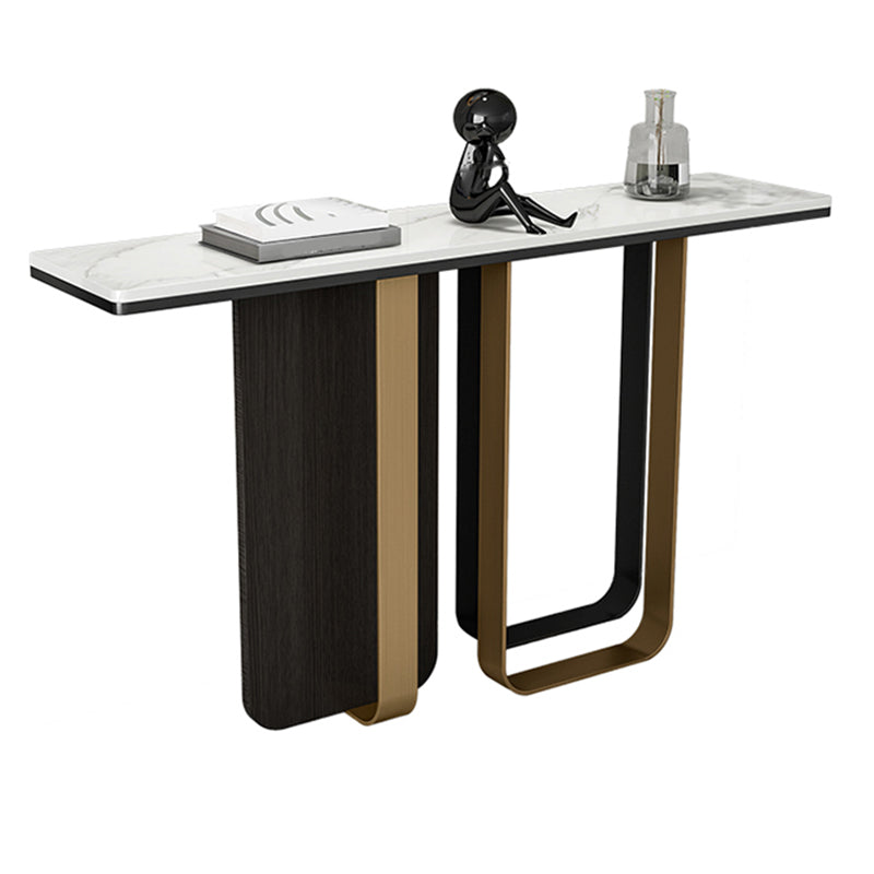 Glam Rectangle Console Accent Table with Stainless Steel Bracket for Hall