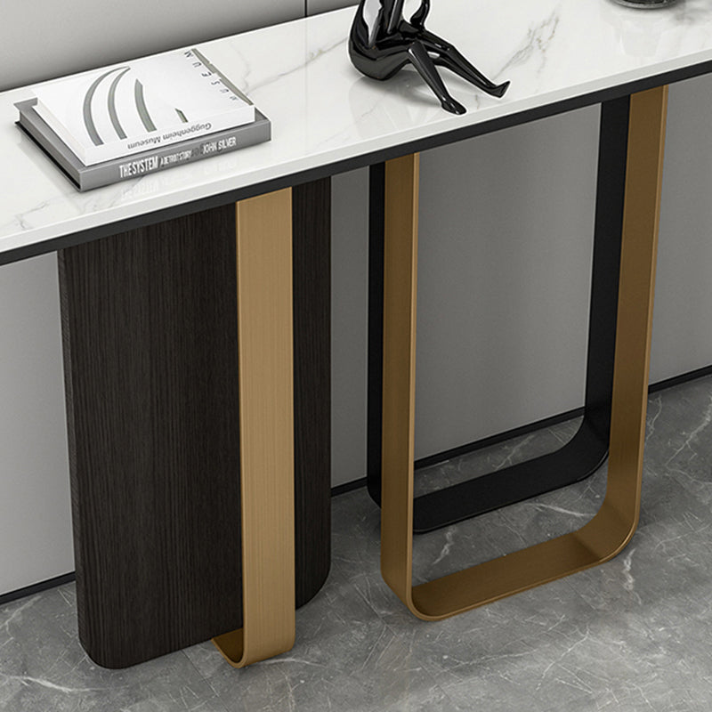 Glam Rectangle Console Accent Table with Stainless Steel Bracket for Hall