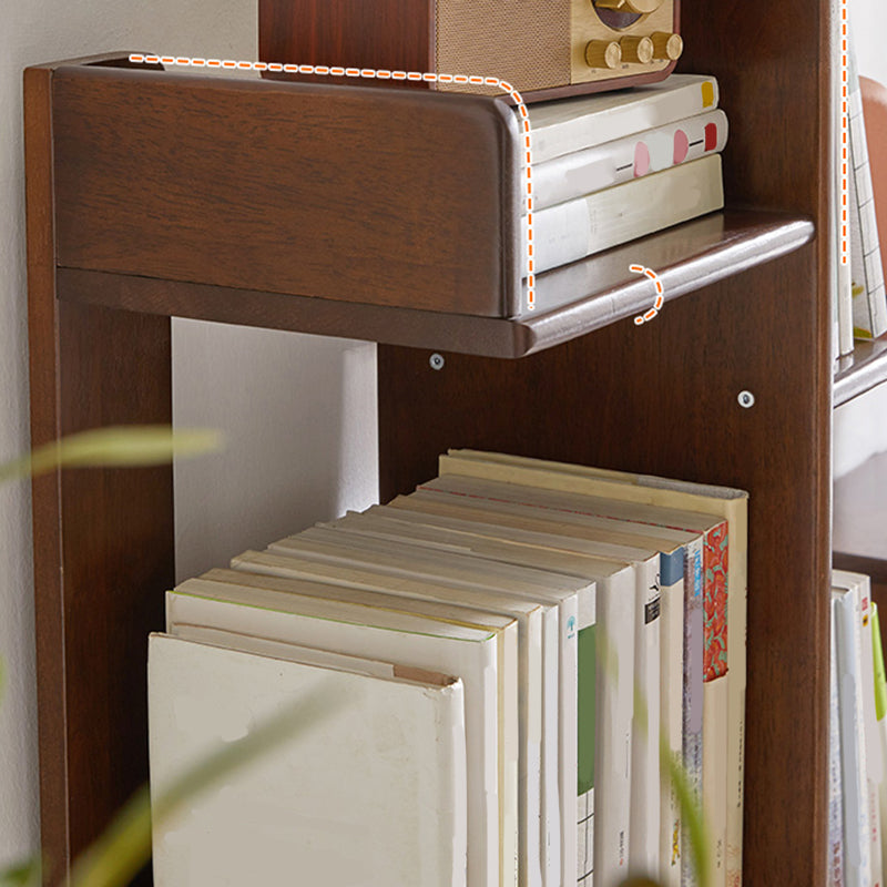 Mid Century Modern Wooden Bookcase with Shelves for Home Office