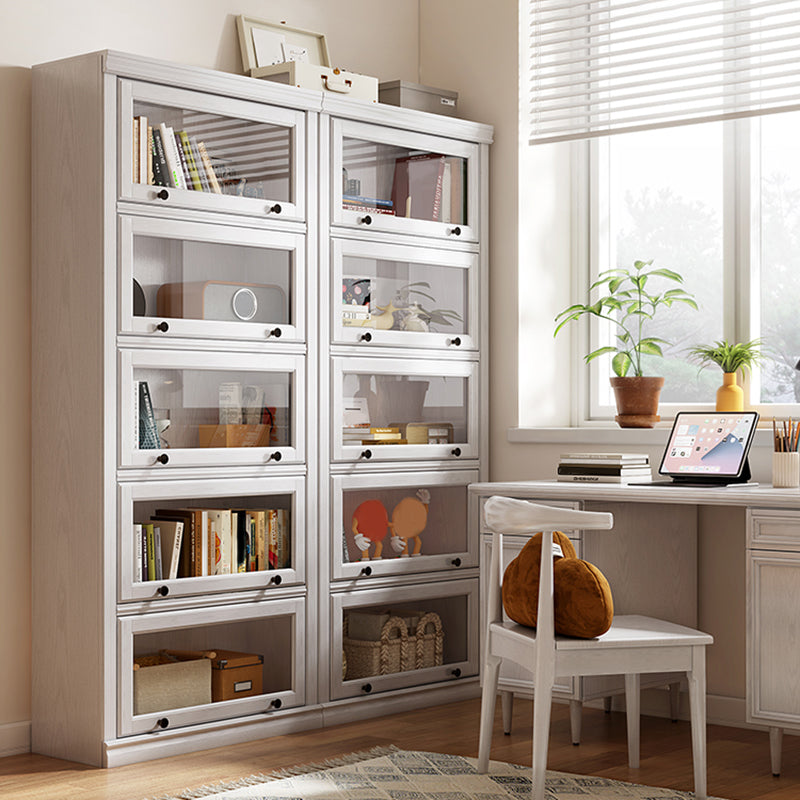 White Closed Back Shelf Bookcase Cabinets Included for Home Office