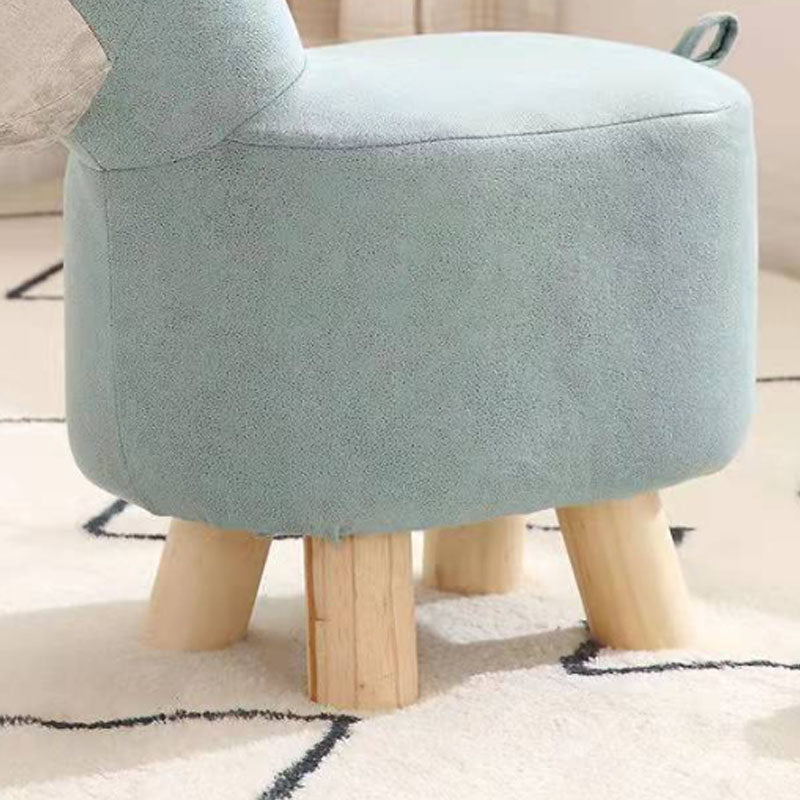 Contemporary Ottoman Faux Leather Solid Wood Frame Upholstered Deer Shape Ottoman