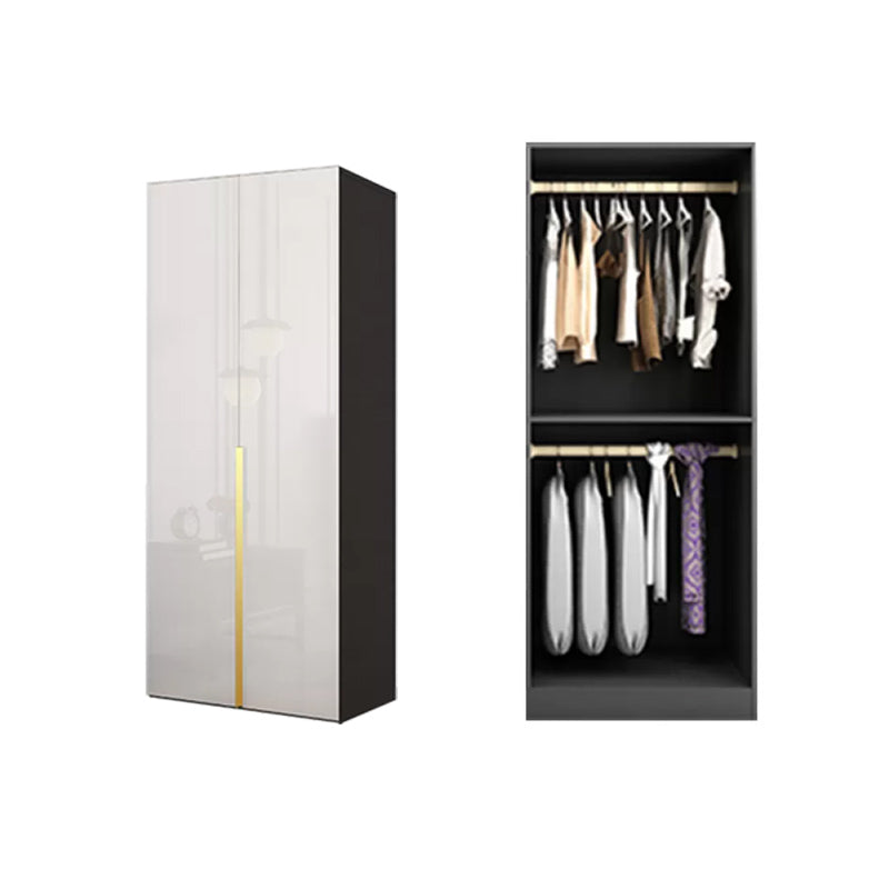 Hinged Wardrobe Cabinet with Garment Rod Modern Storage Cabinet