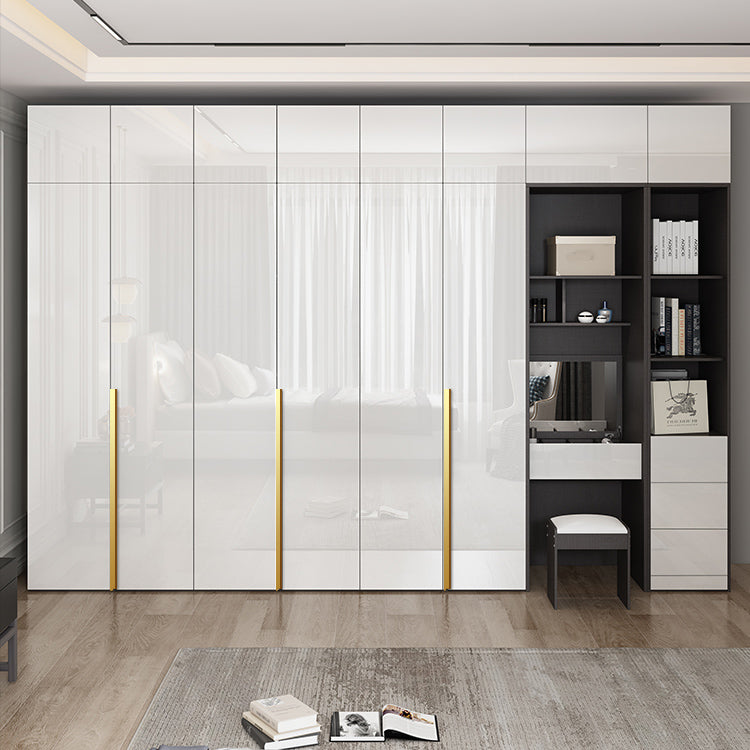 Hinged Wardrobe Cabinet with Garment Rod Modern Storage Cabinet