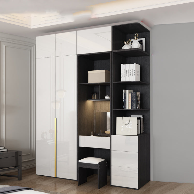Hinged Wardrobe Cabinet with Garment Rod Modern Storage Cabinet