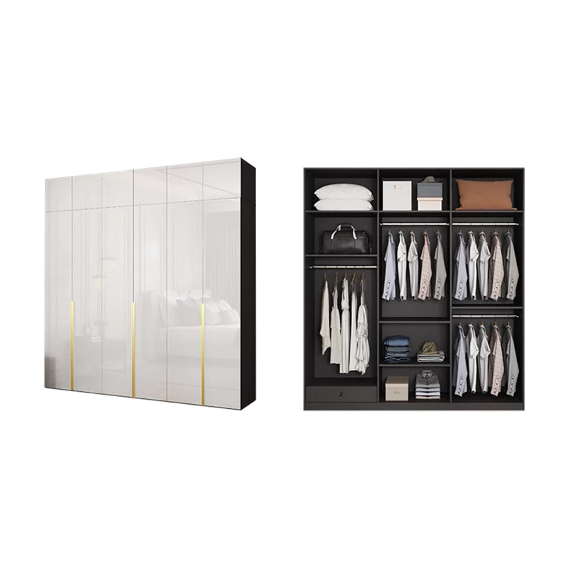 Hinged Wardrobe Cabinet with Garment Rod Modern Storage Cabinet
