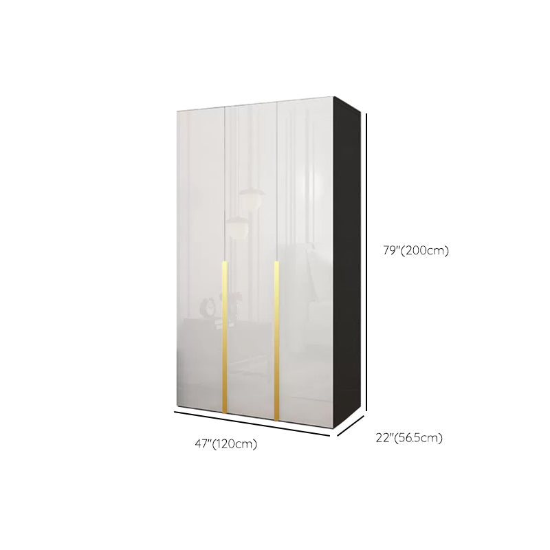Hinged Wardrobe Cabinet with Garment Rod Modern Storage Cabinet