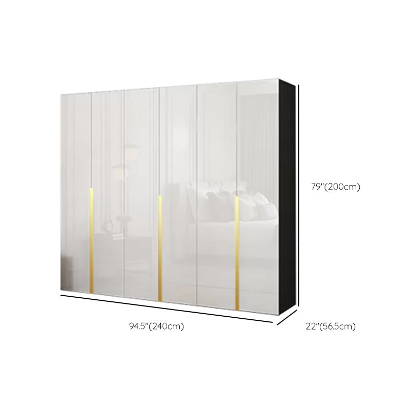 Hinged Wardrobe Cabinet with Garment Rod Modern Storage Cabinet