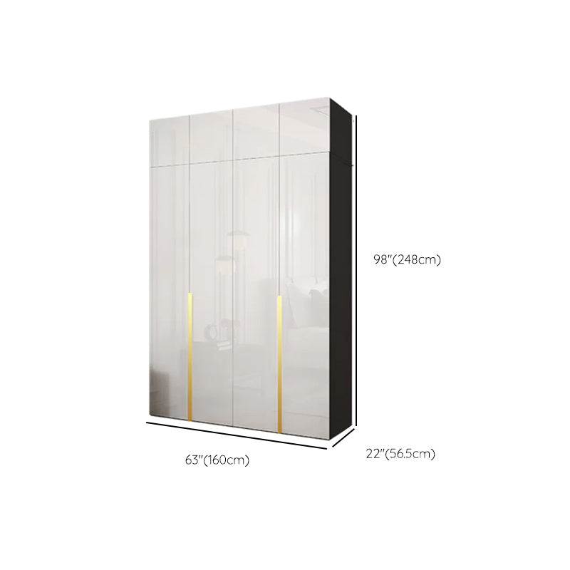 Hinged Wardrobe Cabinet with Garment Rod Modern Storage Cabinet