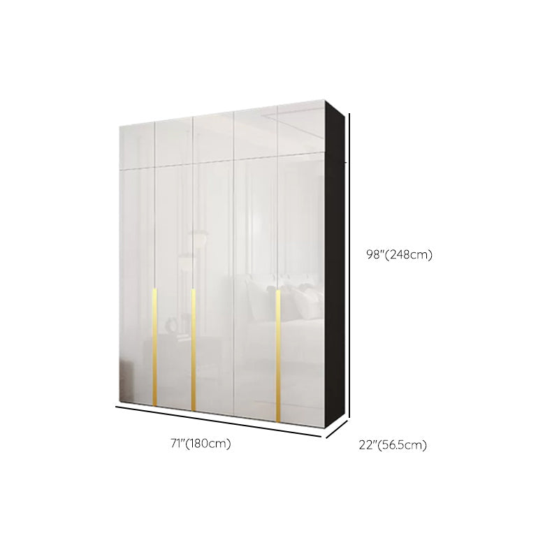 Hinged Wardrobe Cabinet with Garment Rod Modern Storage Cabinet