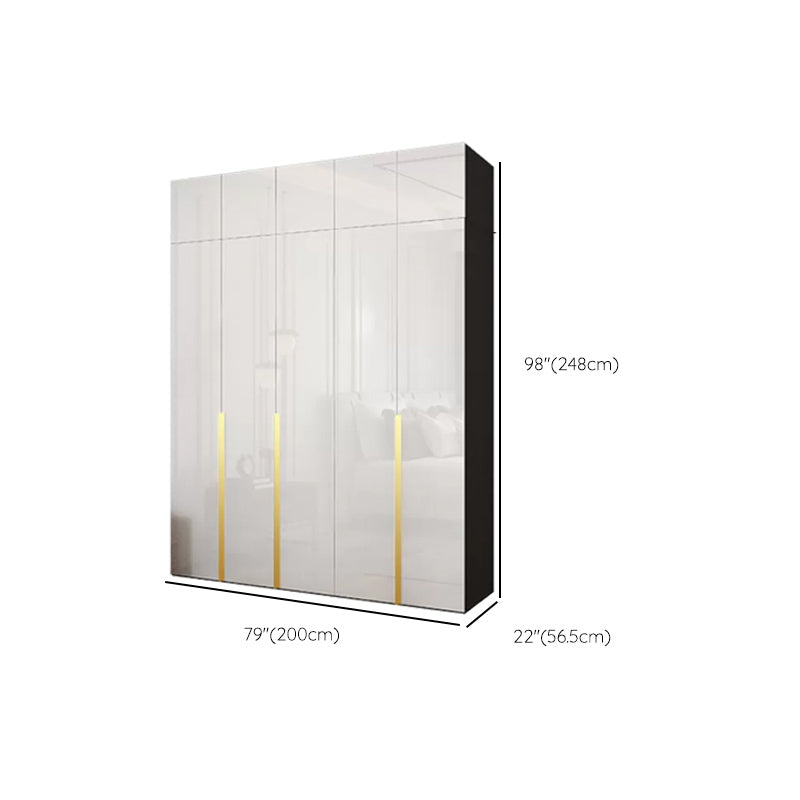 Hinged Wardrobe Cabinet with Garment Rod Modern Storage Cabinet