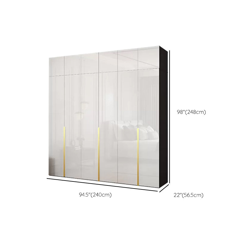 Hinged Wardrobe Cabinet with Garment Rod Modern Storage Cabinet