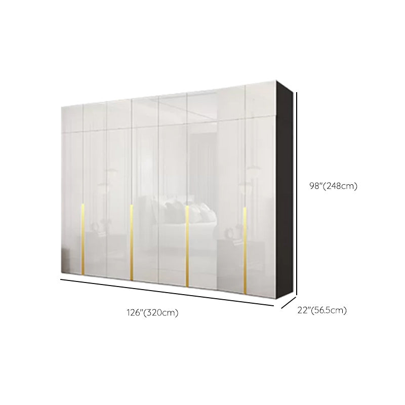 Hinged Wardrobe Cabinet with Garment Rod Modern Storage Cabinet