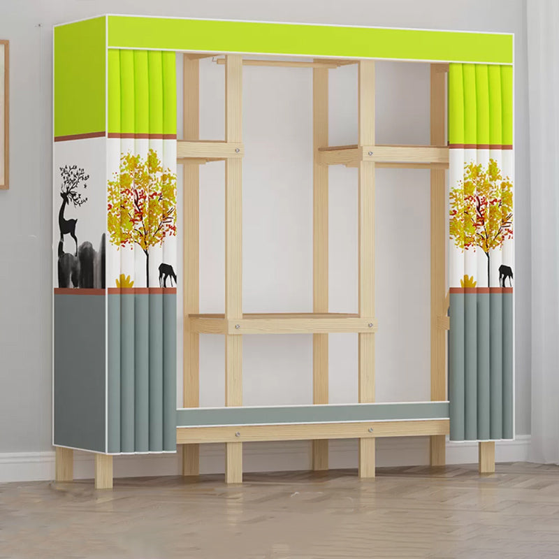 Modern Freestanding Wardrobe Closet Pine Wood Wardrobe Cabinet