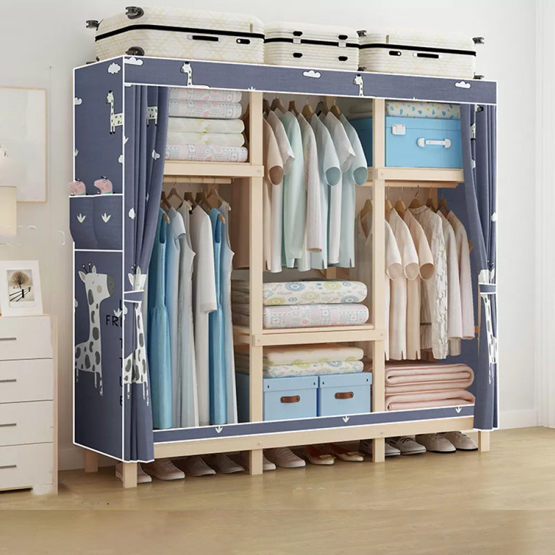 Modern Freestanding Wardrobe Closet Pine Wood Wardrobe Cabinet