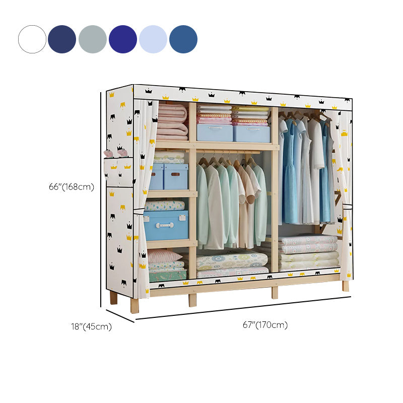Modern Freestanding Wardrobe Closet Pine Wood Wardrobe Cabinet