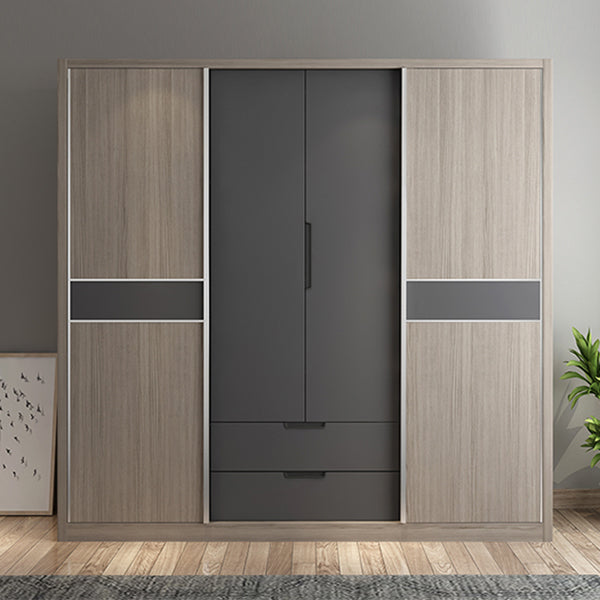 Sliding Contemporary Wardrobe Armoire Wooden Storage Cabinet with Shelves