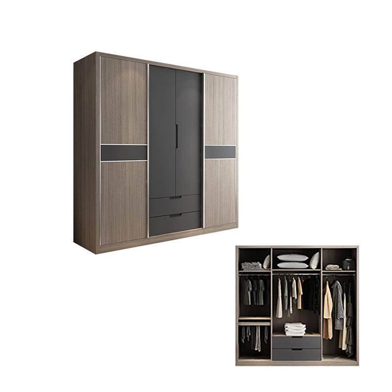Sliding Contemporary Wardrobe Armoire Wooden Storage Cabinet with Shelves