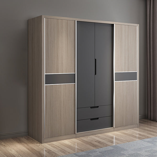 Sliding Contemporary Wardrobe Armoire Wooden Storage Cabinet with Shelves
