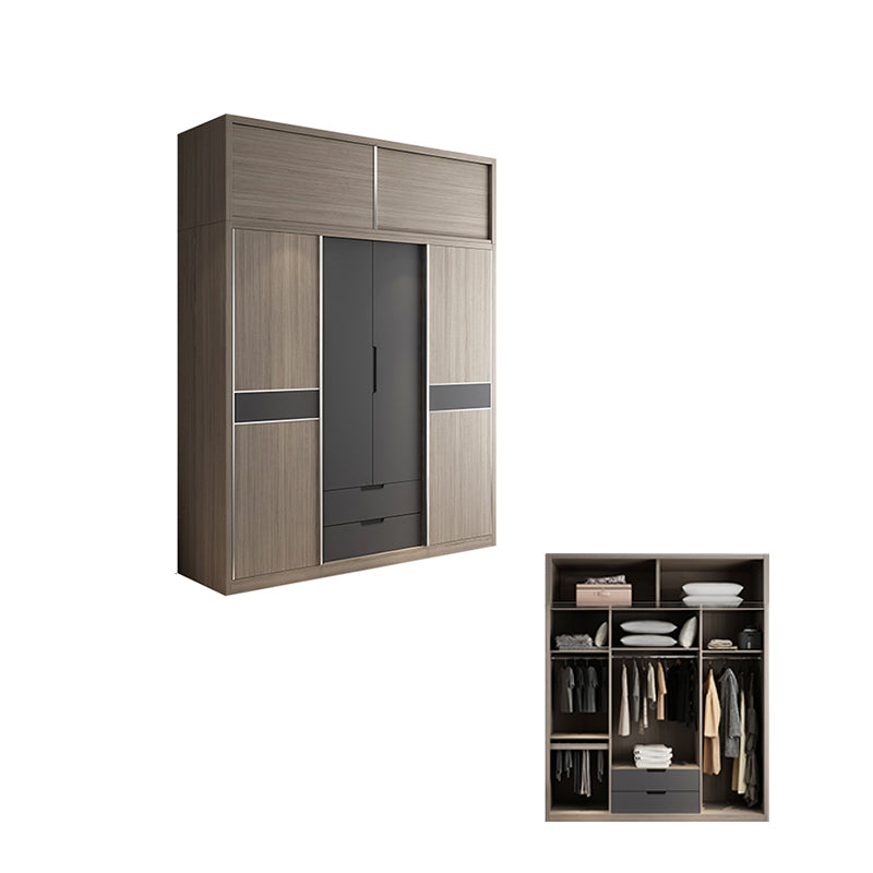 Sliding Contemporary Wardrobe Armoire Wooden Storage Cabinet with Shelves