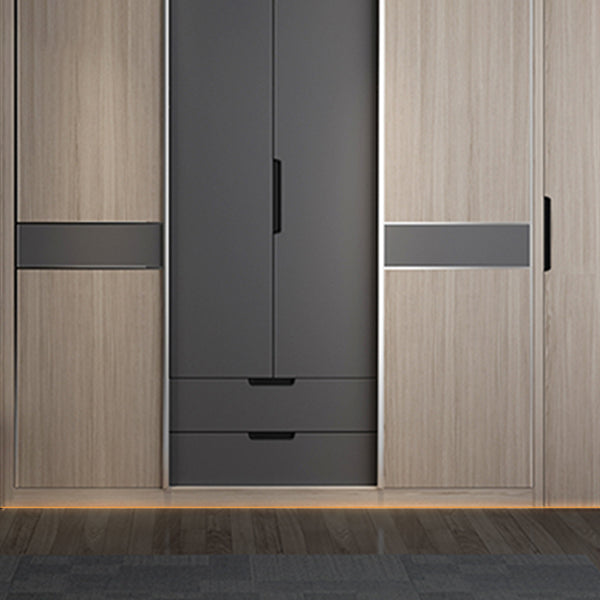 Sliding Contemporary Wardrobe Armoire Wooden Storage Cabinet with Shelves