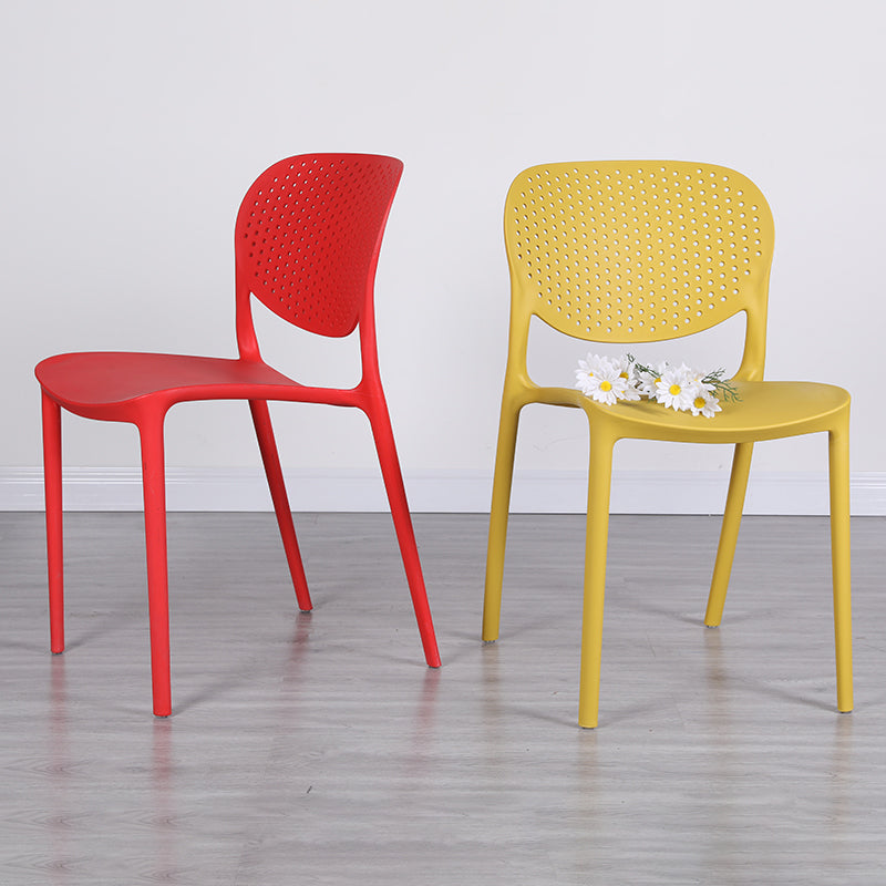 Plastic Stacking Side Chair Modern Style Open Back Armless Chair