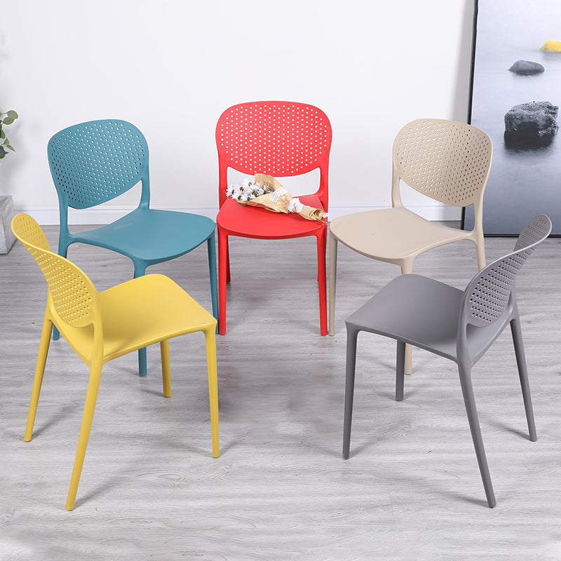 Plastic Stacking Side Chair Modern Style Open Back Armless Chair