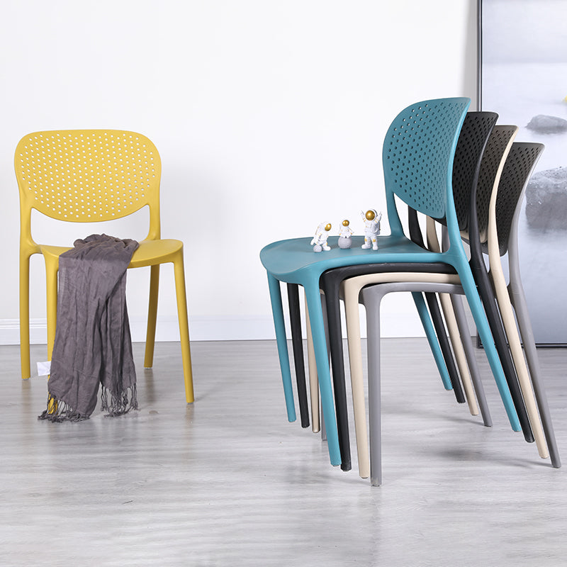 Plastic Stacking Side Chair Modern Style Open Back Armless Chair