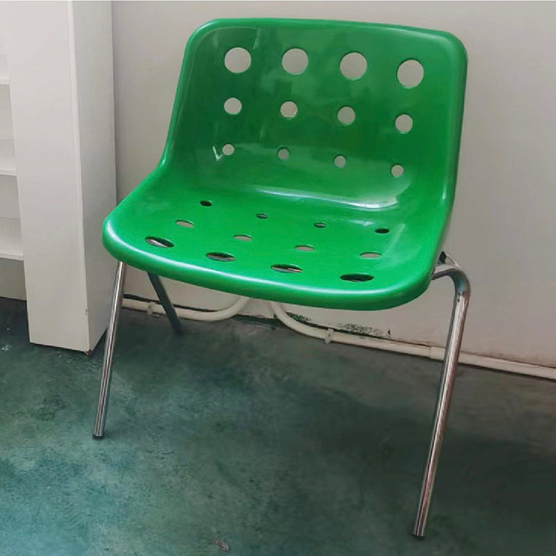 Plastic Stacking Side Chair Modern Style Open Back Armless Chair with Chrome Legs