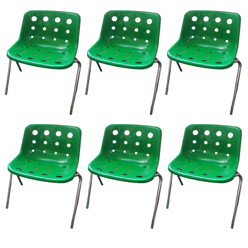 Plastic Stacking Side Chair Modern Style Open Back Armless Chair with Chrome Legs