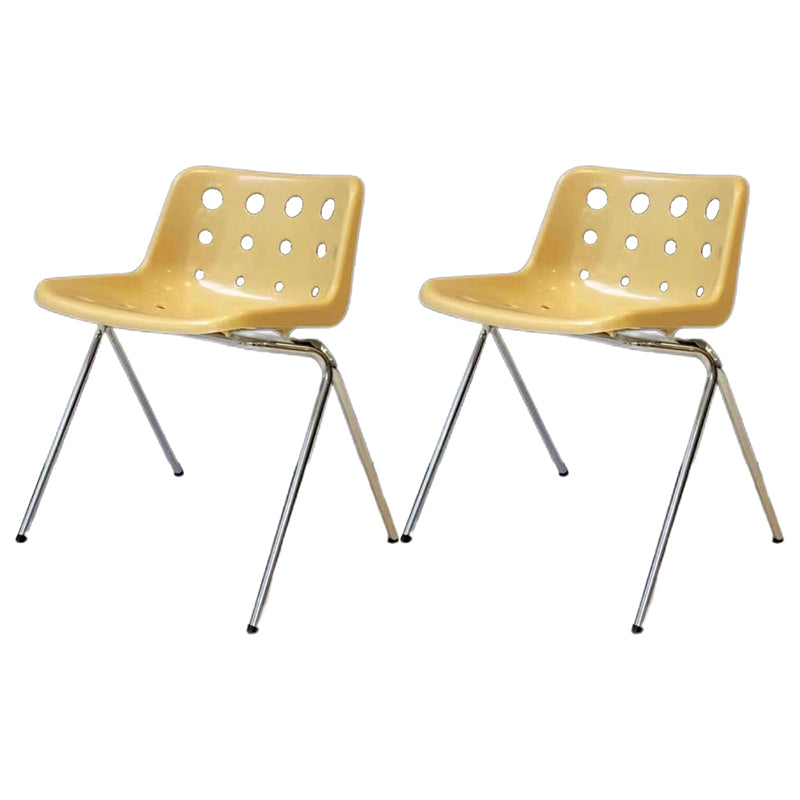Plastic Stacking Side Chair Modern Style Open Back Armless Chair with Chrome Legs