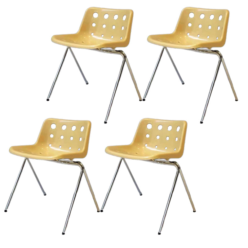 Plastic Stacking Side Chair Modern Style Open Back Armless Chair with Chrome Legs
